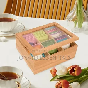 Bamboo Tea Bag Organizer Box - 6 Compartments