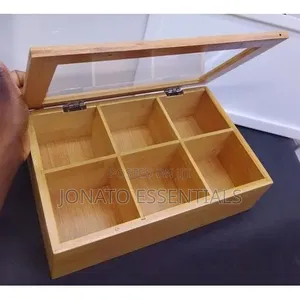 Bamboo Tea Bag Organizer Box - 6 Compartments