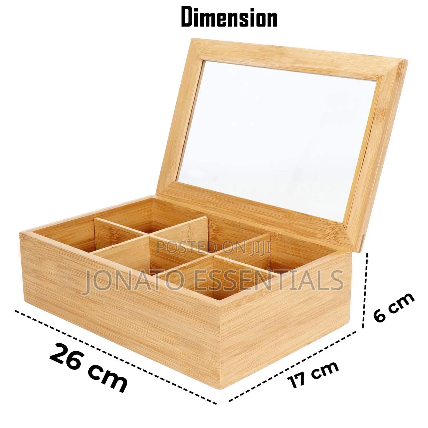Bamboo Tea Bag Organizer Box - 6 Compartments