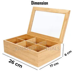 Bamboo Tea Bag Organizer Box - 6 Compartments