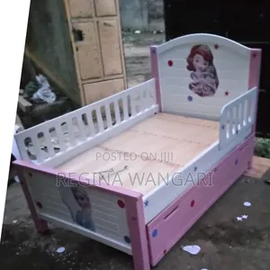 White 3*6 Kids Baby Coat Bed With Underbed Cabinet