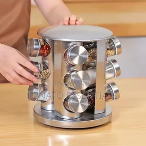 Rotating Spice Rack - 12 Jar Stainless Steel Organizer