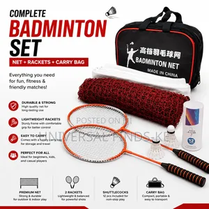 Complete Badminton Set – 2 Badminton Rackets, Shuttlecocks Net