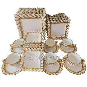 30-Piece Wavy Gold Border Dinner Set