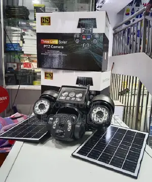 Solar Powered 4g V380 Pro Triple Lens Camera With Two Dual Solar Panel