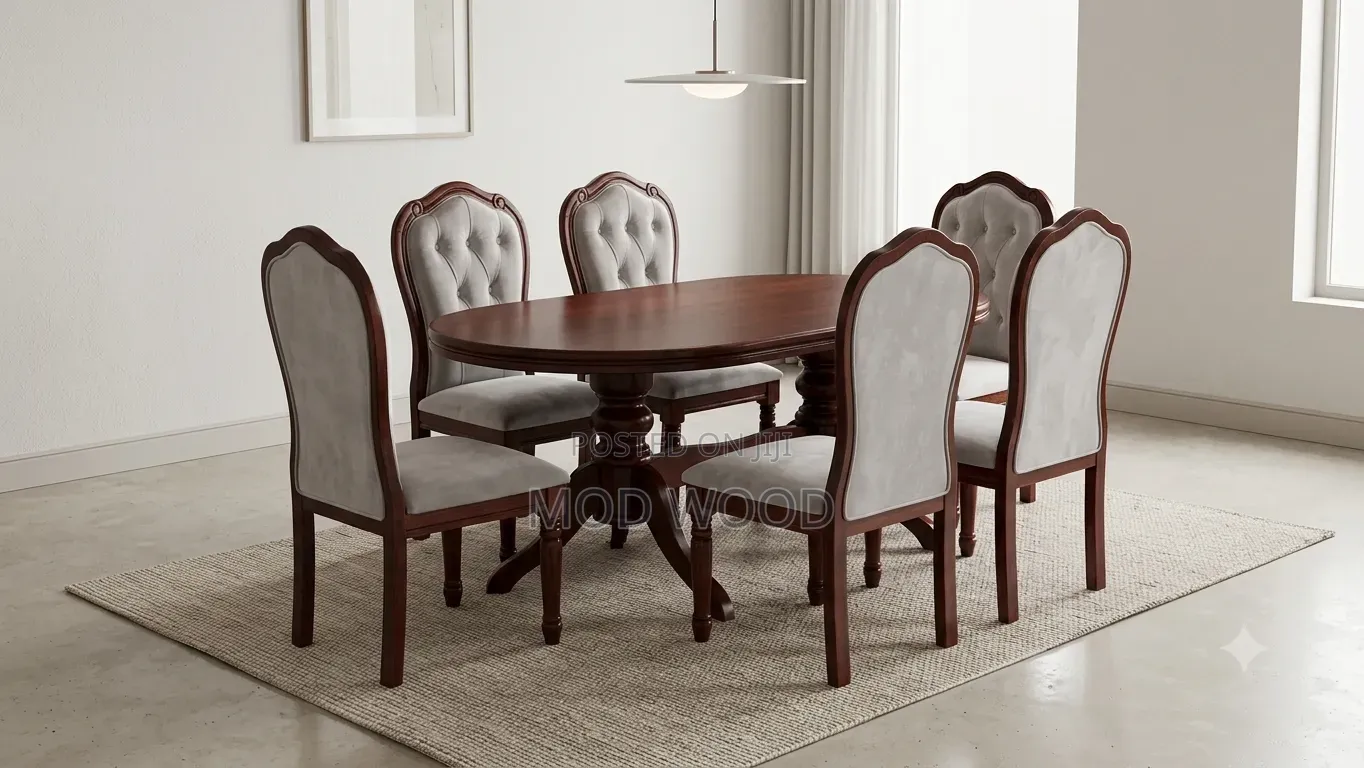 Classic Oval Solid Wood Six-Seater Dining Set