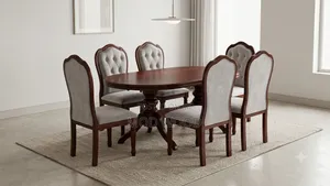 Classic Oval Solid Wood Six-Seater Dining Set