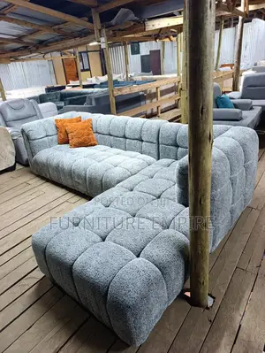 7 Seater Grey Bubble L Sofa