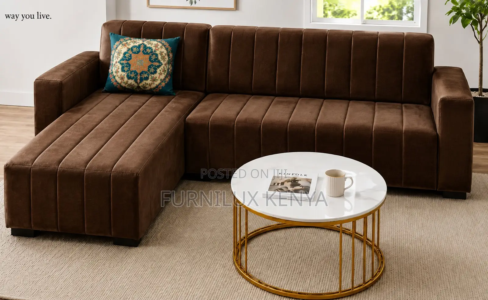 L-Shaped Sofa – Minimalist Lounge Couch With Chaise, Sectional Sofa