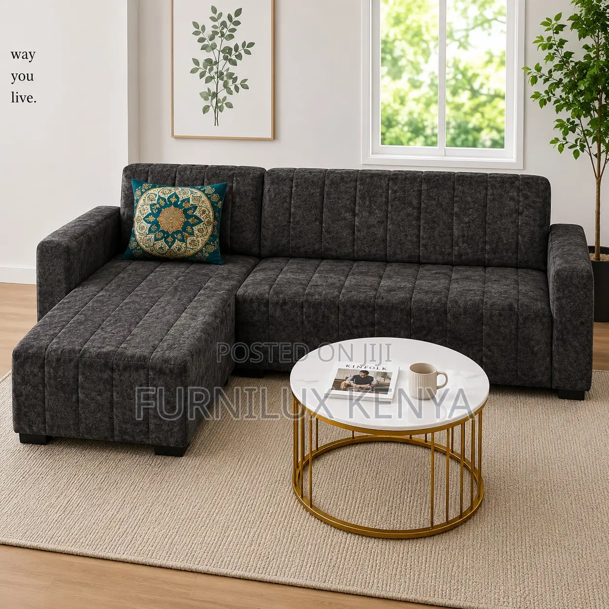 L-Shaped Sofa – Minimalist Lounge Couch With Chaise, Sectional Sofa