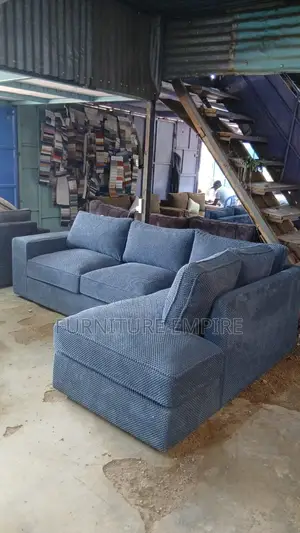 6 Seater Blue Bubble L Sofa With Cushions