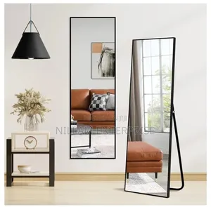 Slim Metallic Framed Rectangle Wall-Mounted Mirror