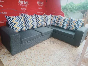 Modern Charcoal L-Shaped Sofa With Soft Spacious Seating