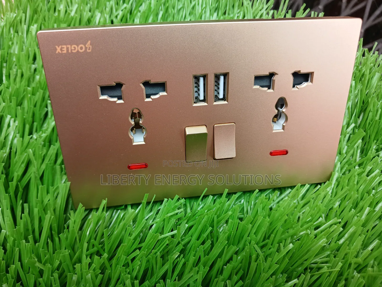 Oglex Twin Socket Ax 413lg+Usb Gold