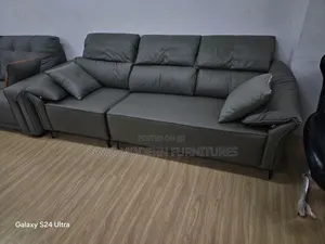 Grey Leatherette Sofa