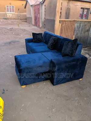 Elegant Navy Blue L-Shaped Sofa 5 Seater