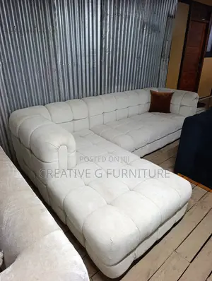 Elegant 7-Seater White L-Shaped Sofa