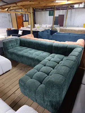 Green Spacious 7-Seater L-Shaped Sofa