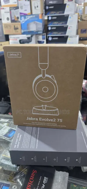 Jabra Evolve2 75 Wireless Headphones + Headset Charging Stand, USB-A