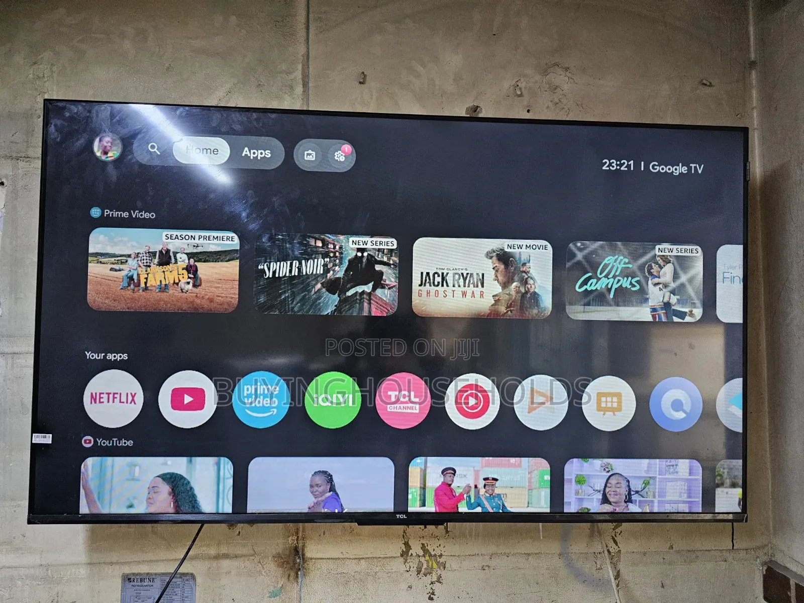 TCL 55" Frameless Google TV,Used
