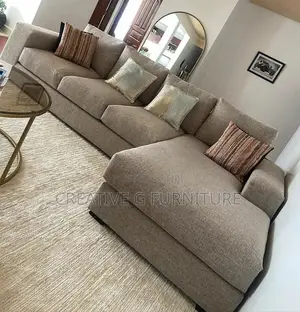 6-Seater L-Shaped Brown Sectional Sofa