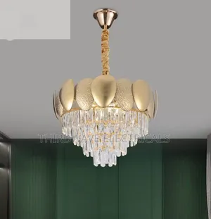 Modern Golden Five-Tiered Crystal Design Chandelier Light