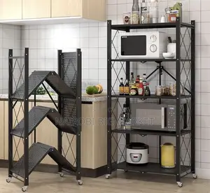 5 Tier Big Size Foldable Kitchen Rack With Wheels