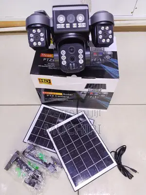 V380pro 4g Triple Lens Dual Panel Security Solar Camera Colored Vision
