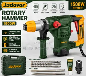Jadever 1500w SDS Plus Rotary Hammer Drill With Chisels