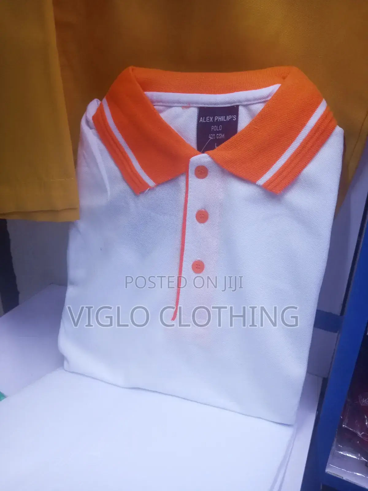 White Body, Orange Collar Poloshirts
