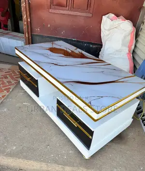 Executive White Coffee Table With Marble Top