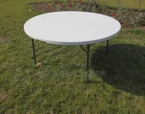 Conference Table: Round Large Capacity Table With Panel Steel Frame