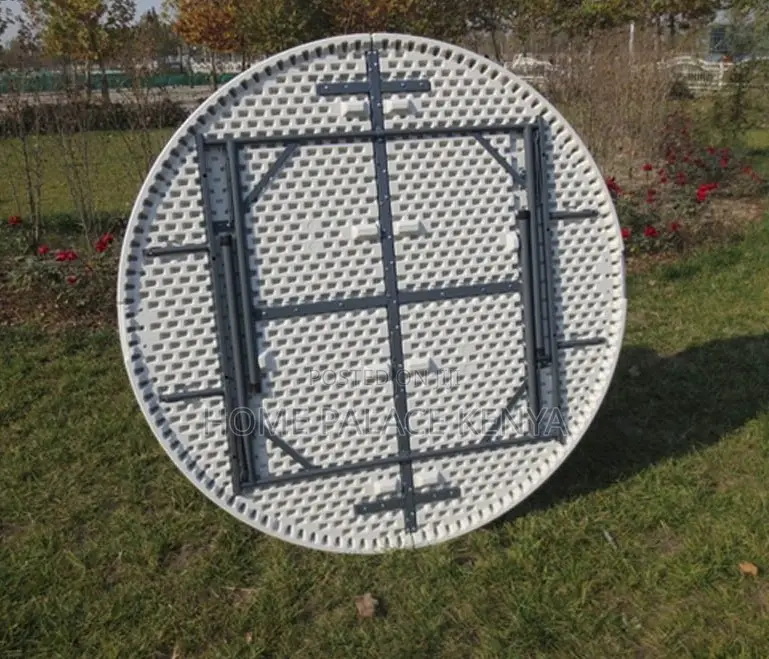 Conference Table: Round Large Capacity Table With Panel Steel Frame