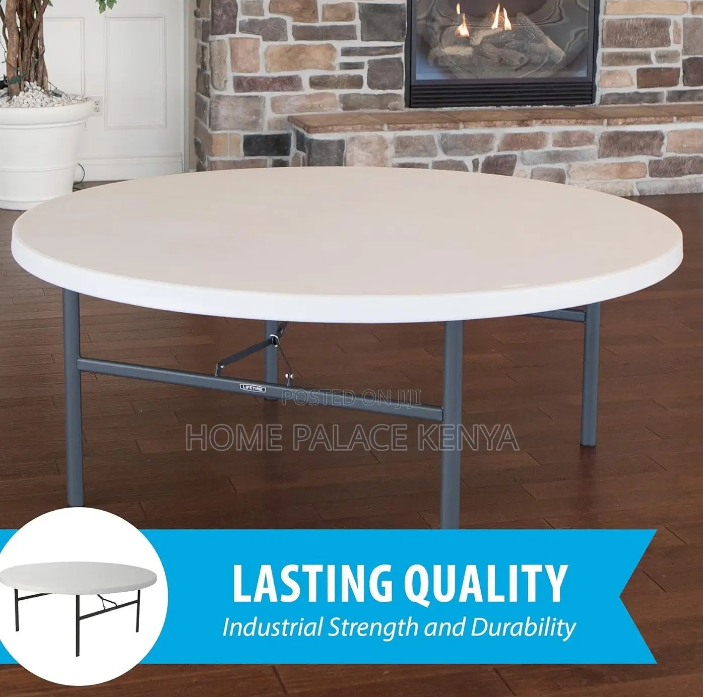 Conference Table: Round Large Capacity Table With Panel Steel Frame