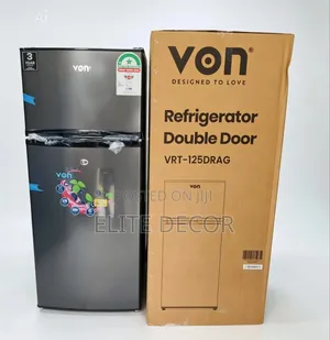 Von 125l Double Door Fridge Vrt-125drag – Direct Cool, Top Freezer,