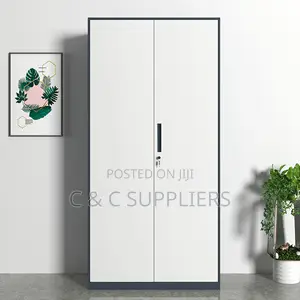 2-Swing Door Gray Metallic Office Cabinet