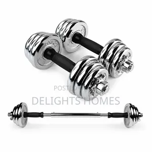 10kgs Chrome Dumbbells With Barbell_sha