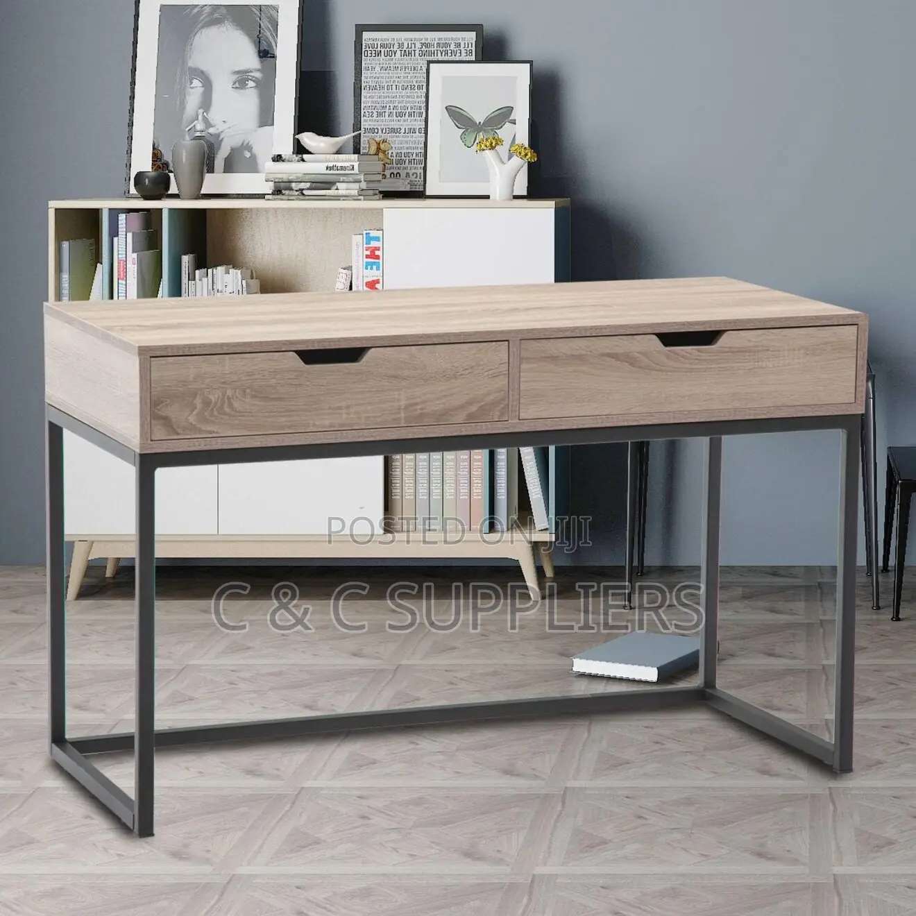 Brown Generic Study Desk With Drawers.