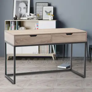 Brown Generic Study Desk With Drawers.