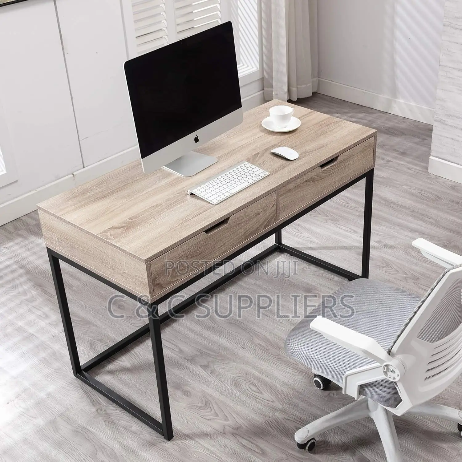 Brown Generic Study Desk With Drawers.
