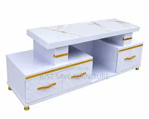 Modern White Marble Tv Stand With 3 Drawers