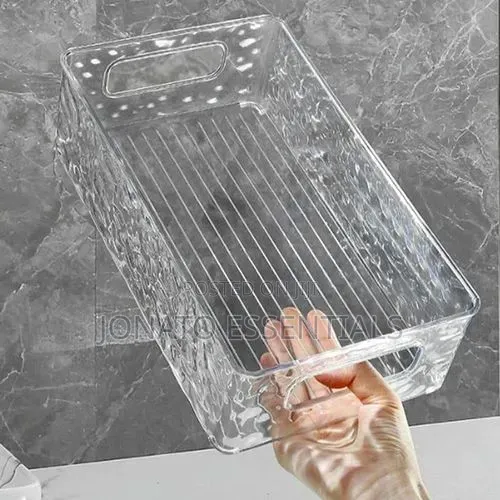 Clear Kitchen Storage Organizer - Durable Fridge Pantry Bin