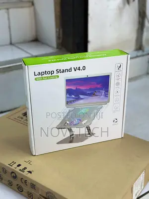Adjustable Laptop Cooling Stand With 2 Quiet Fans RGB Lighting,