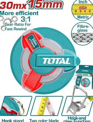 Total Tmtf18306 Fibreglass Measuring Tape 30mx15mm