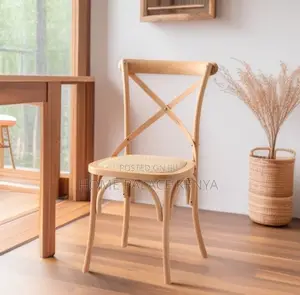 Banquet Chair: French X Backed Natural Wooden Chair