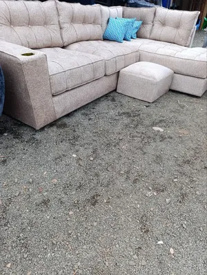 Beige L-Shaped Sectional Sofa 5-Seater