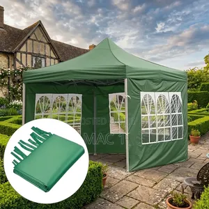 Heavy Duty Waterproof Gazebo Tent With Windows Side Walls - Green