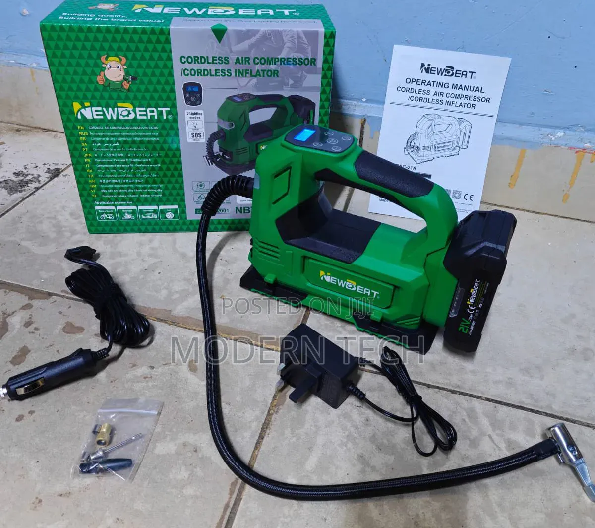 Newbeat 21v Cordless Tyre Air Compressor Pump
