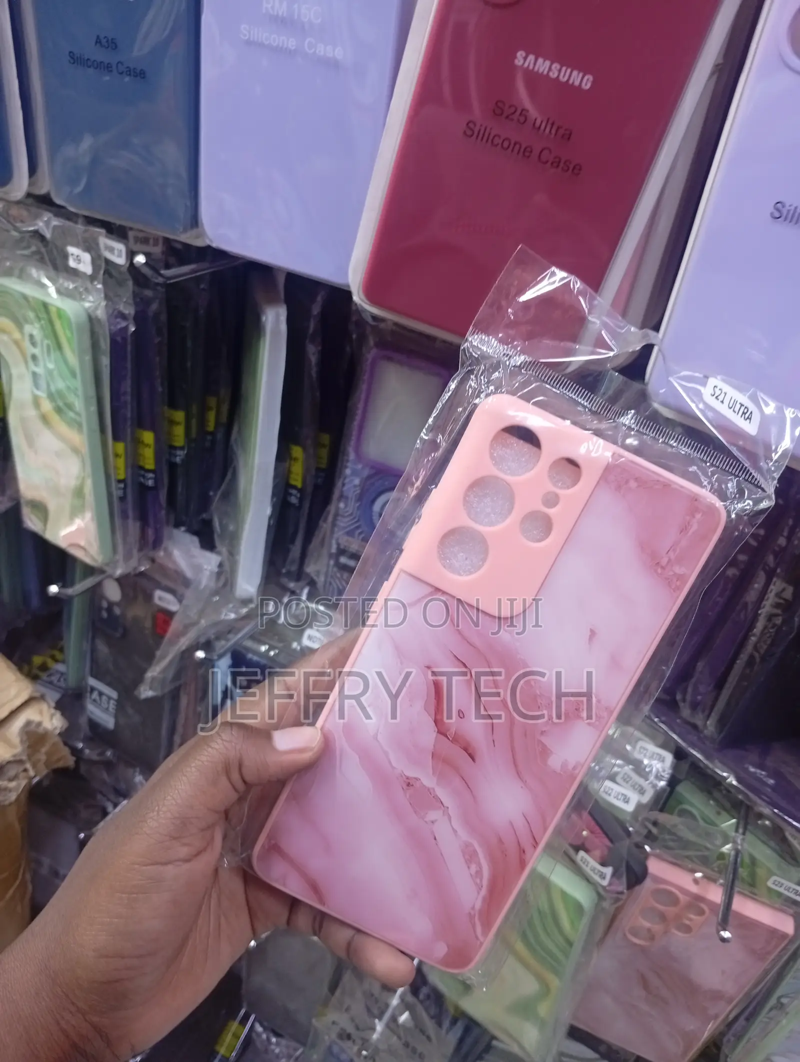 S G S21 Ultra Split-Design Backing With a Solid Light Pink Color Case