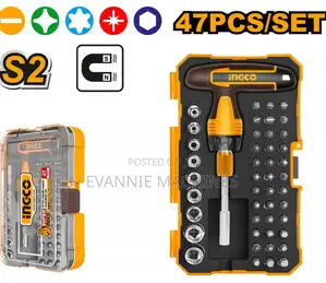 Ingco Hksdb0478 47 PCS T-Handle Wrench Screwdriver Set
